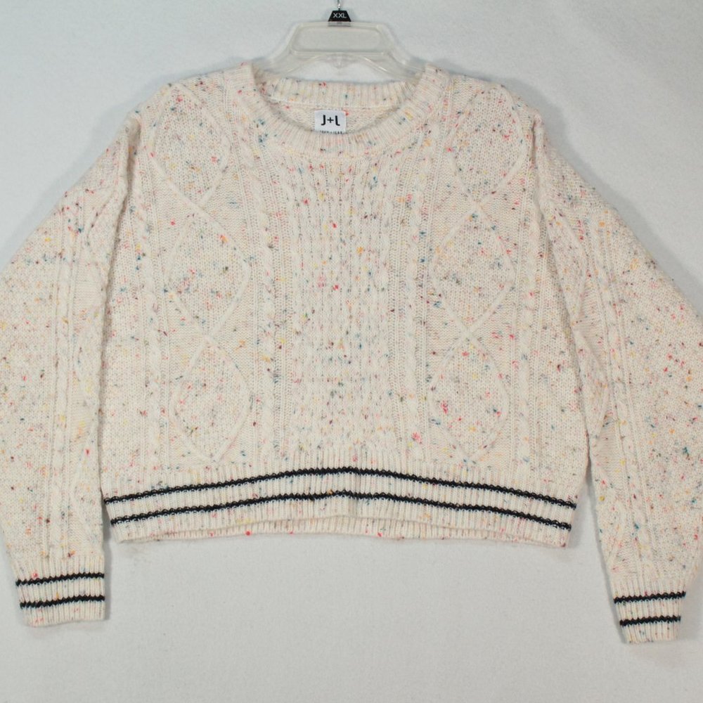 John + Jenn Large (No Size Tag) Sweater Cropped Cable Style with Sprinkles